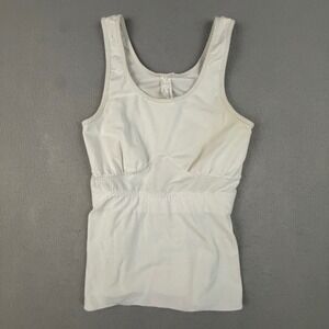 Amoena Valletta Camisole Tank Top Shelf Bra Womens Small Mastectomy White Pocket